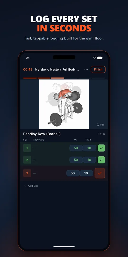 LILO client app: logging sets during a workout